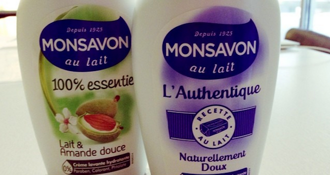 cremes lavantes monsavon l'Authentique et 100% lait et amande douce