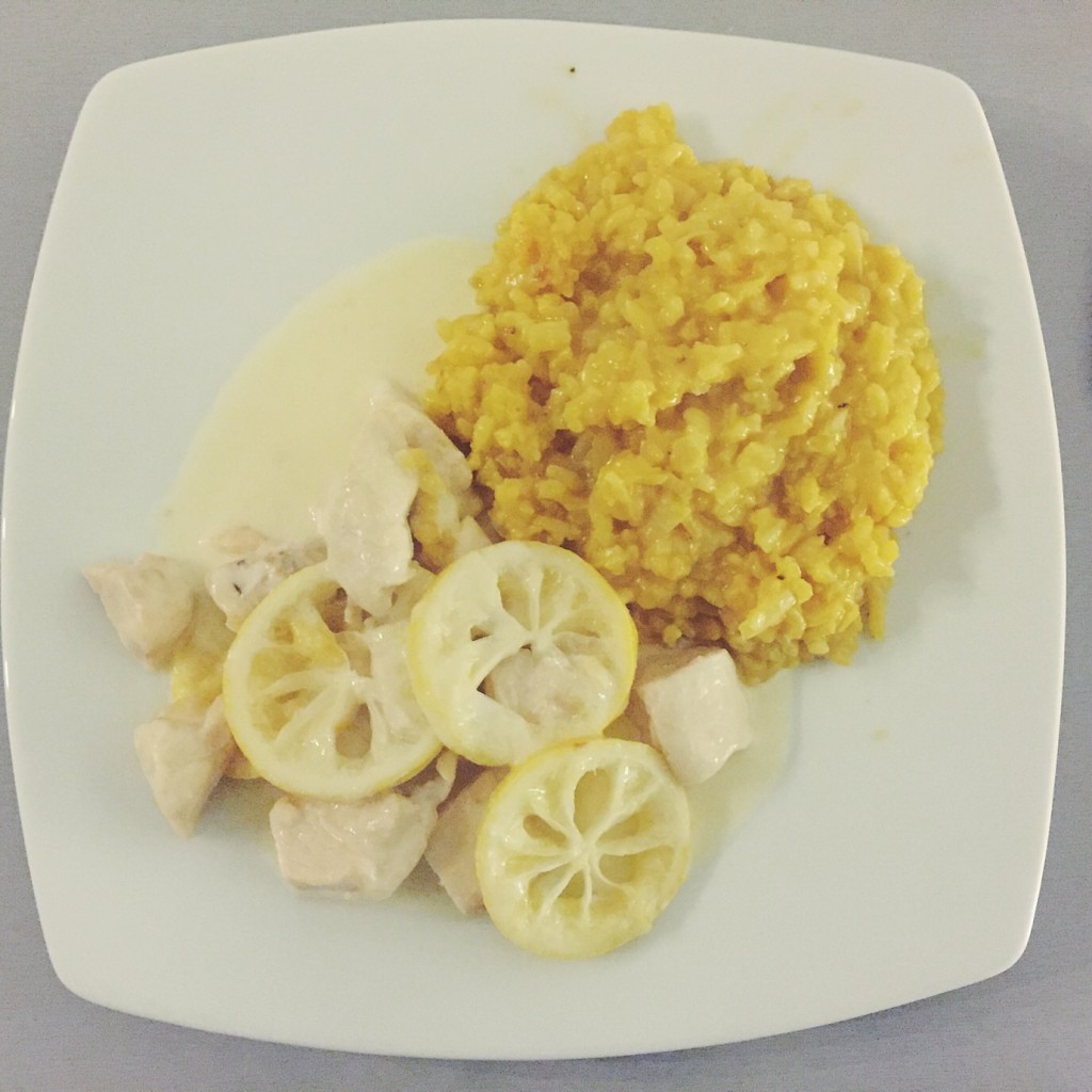 Poulet au citron et son risotto safrané