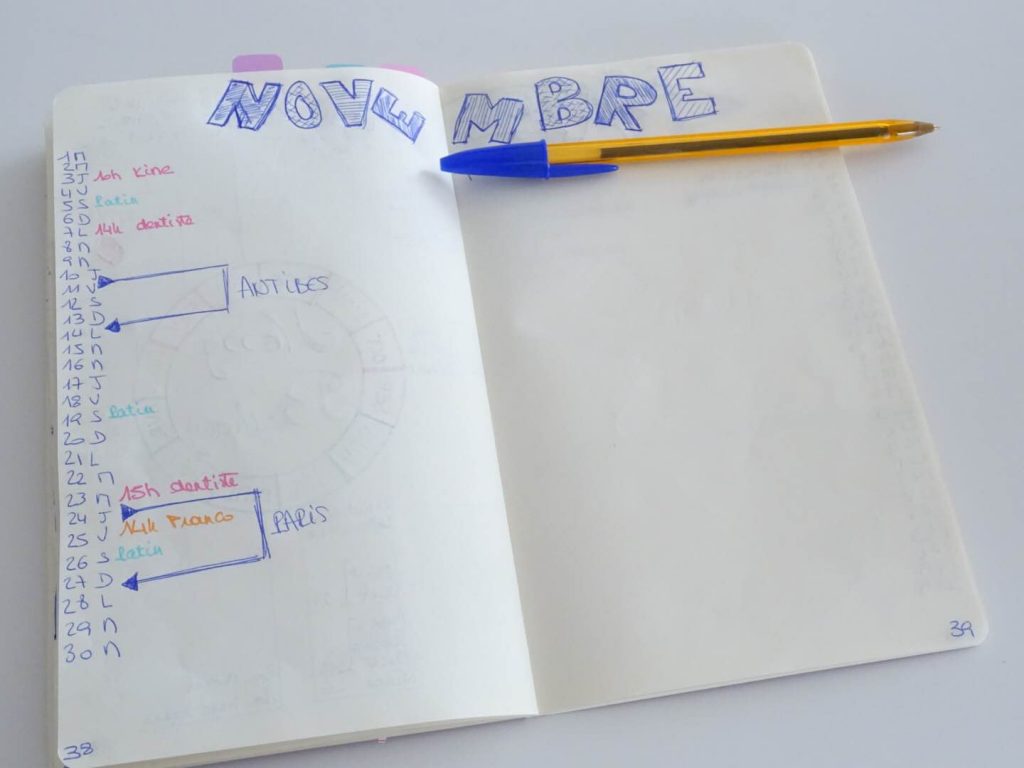 Bullet Journal Novembre 2016